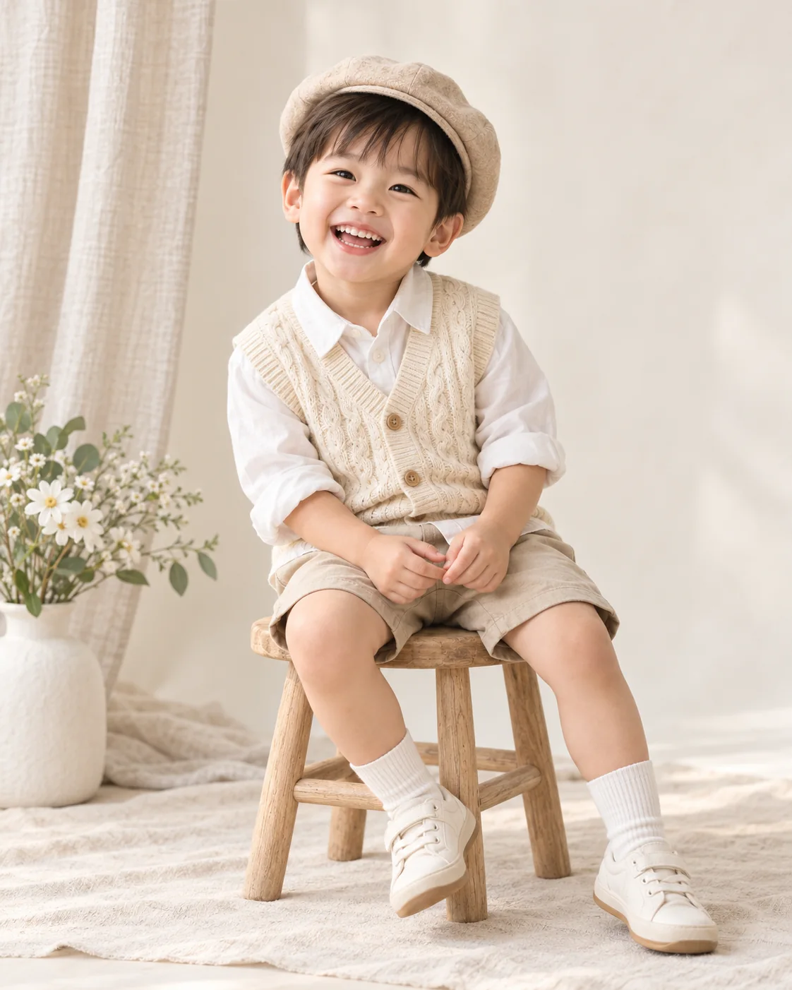 Ảnh minh hoạ bé trong studio Hàn Quốc tối giản